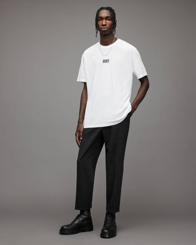 Optic White Allsaints Refract Crew T Shirt | MG286X-437