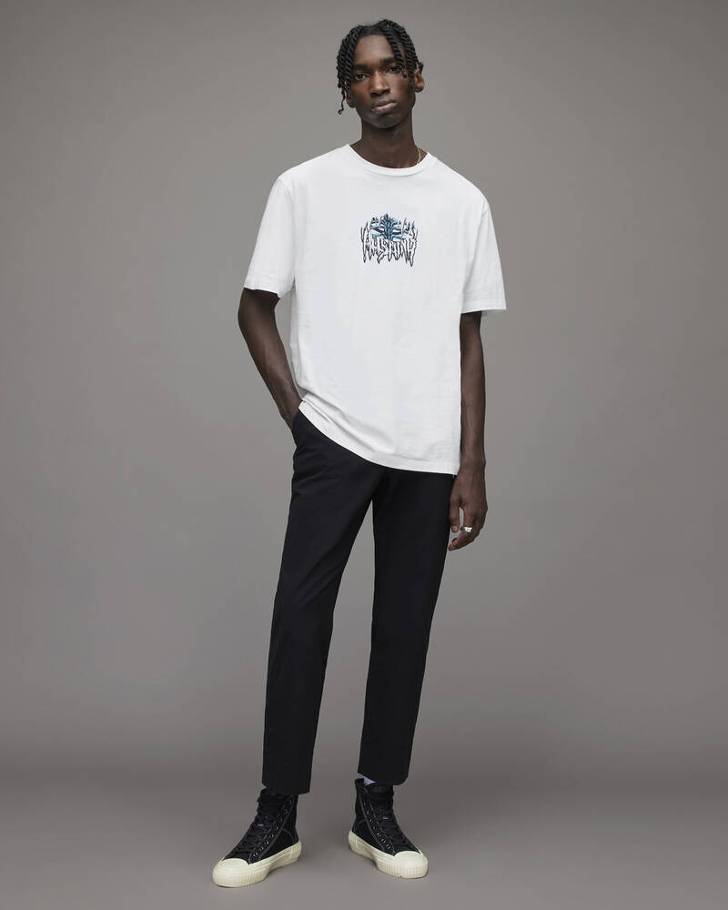 Optic White Allsaints Ript Crew T Shirt | MG259X-437