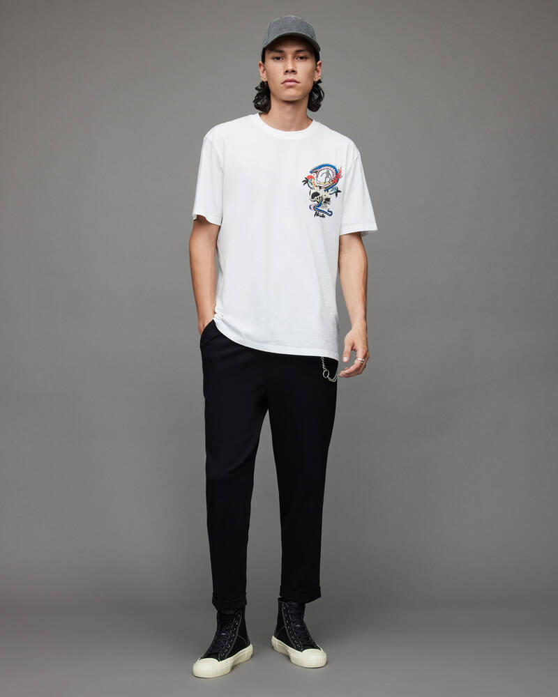 Optic White Allsaints Snakepit Crew T Shirt | MG219W-437