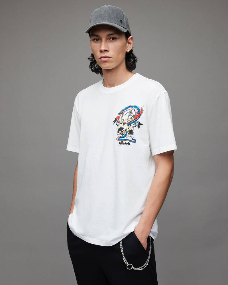 Optic White Allsaints Snakepit Crew T Shirt | MG219W-437