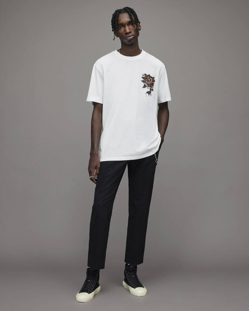 Optic White Allsaints Tiger Rose Crew T Shirt | MG255X-437