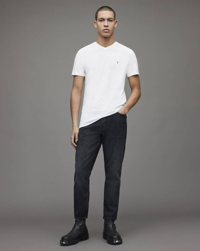 Optic White Allsaints Tonic V Neck T Shirt | MD001M-437