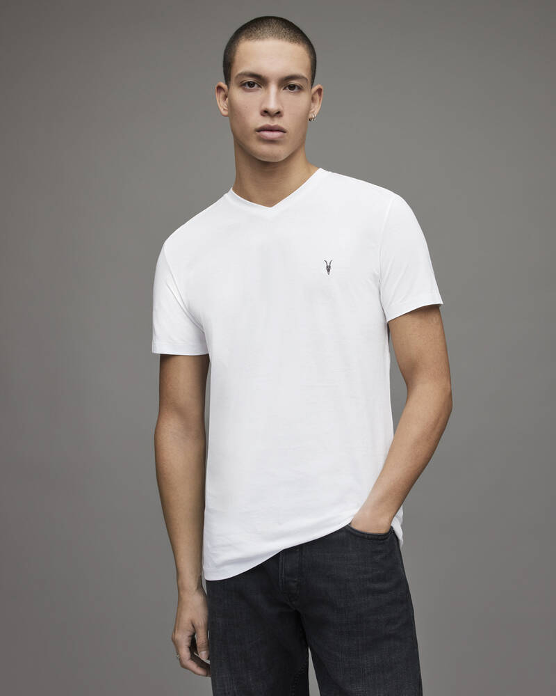 Optic White Allsaints Tonic V Neck T Shirt | MD001M-437