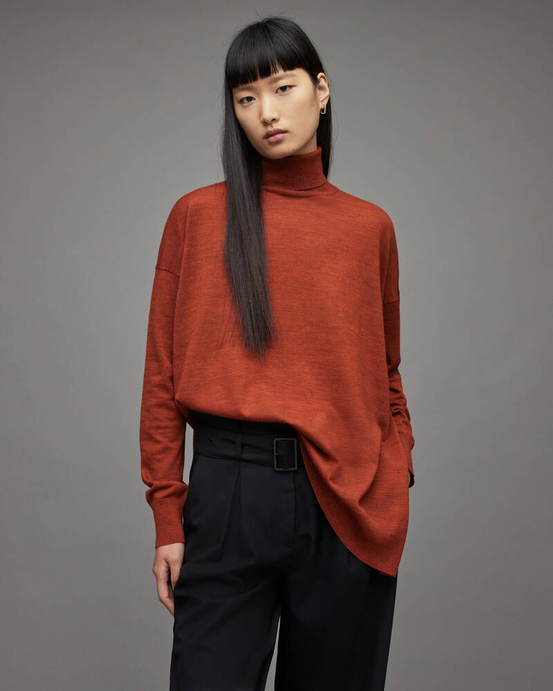 Orange Spice Allsaints Gala Merino Jumper | WK095X-8132