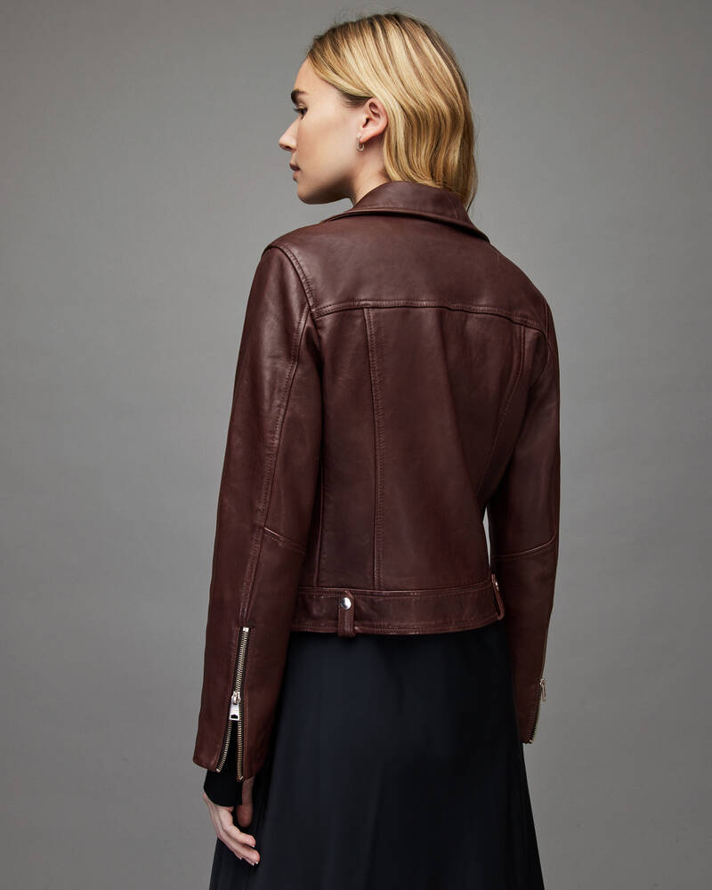 Oxblood Red Allsaints Neko Leather Biker Jacket | WL150X-4192