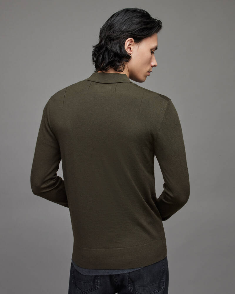 Park Green Allsaints Mode Merino Long Sleeve Polo Shirt | MK158X-8042