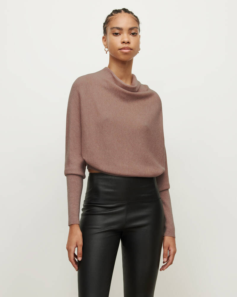 Pashmina Pink Allsaints Ridley Cashmere Blend Cropped Jumper | WK078V-6037