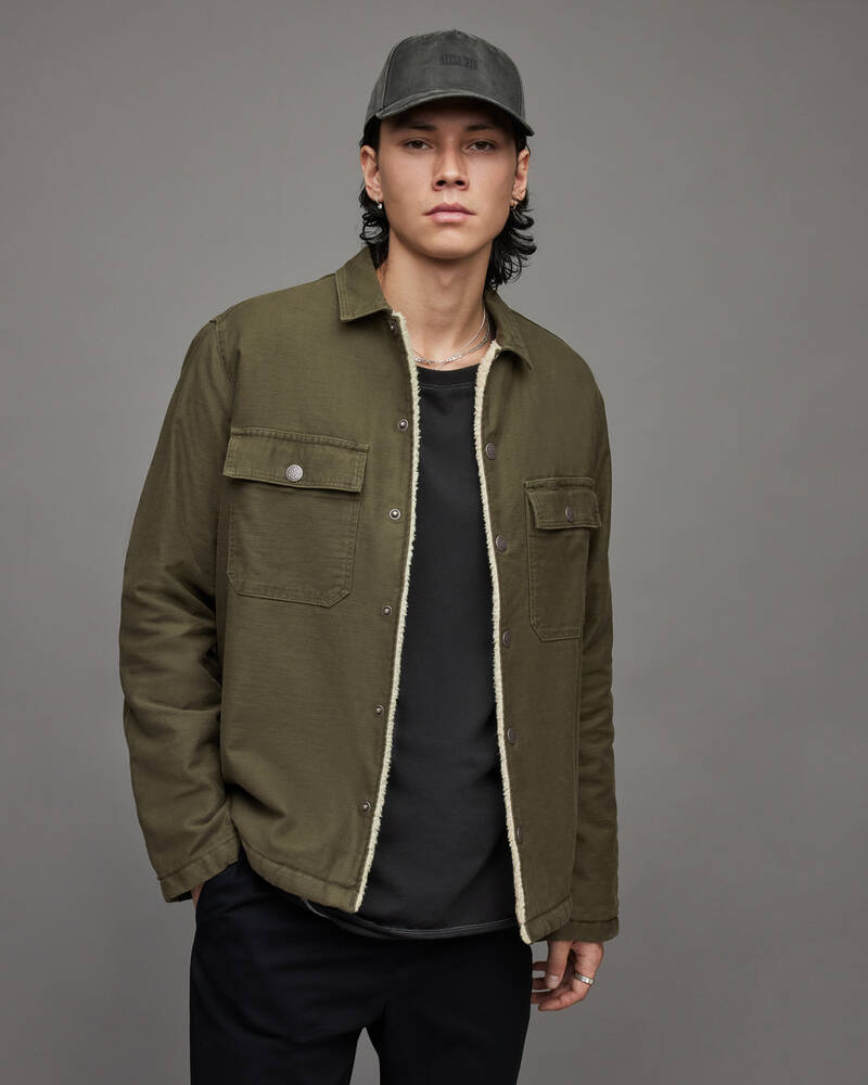 Peat Khaki Allsaints Radar Sherpa Lined Jacket | MJ078X-8019