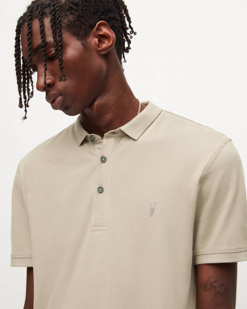 Pebblestone Taupe Allsaints Reform Short Sleeve Polo Shirt | MD217W-7311