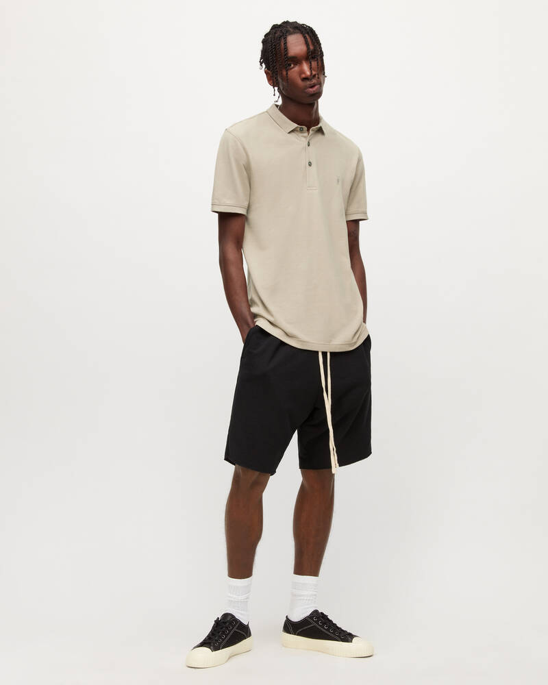 Pebblestone Taupe Allsaints Reform Short Sleeve Polo Shirt | MD217W-7311