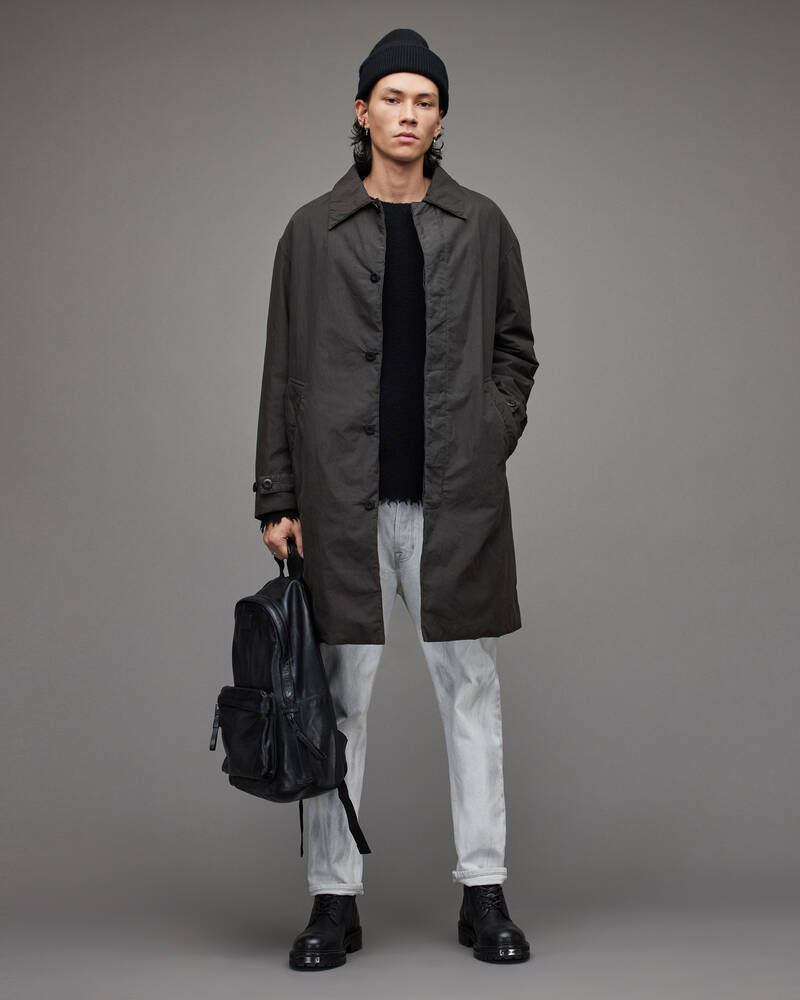 Pipe Grey Allsaints Bolan Oversized Coat | MC017C-7822