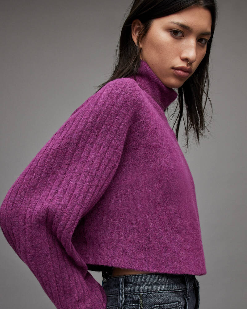 Purple Berry Allsaints Margot Ribbed Jumper | WK094X-8134