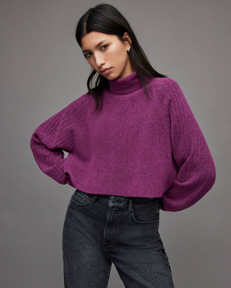 Purple Berry Allsaints Margot Ribbed Jumper | WK094X-8134