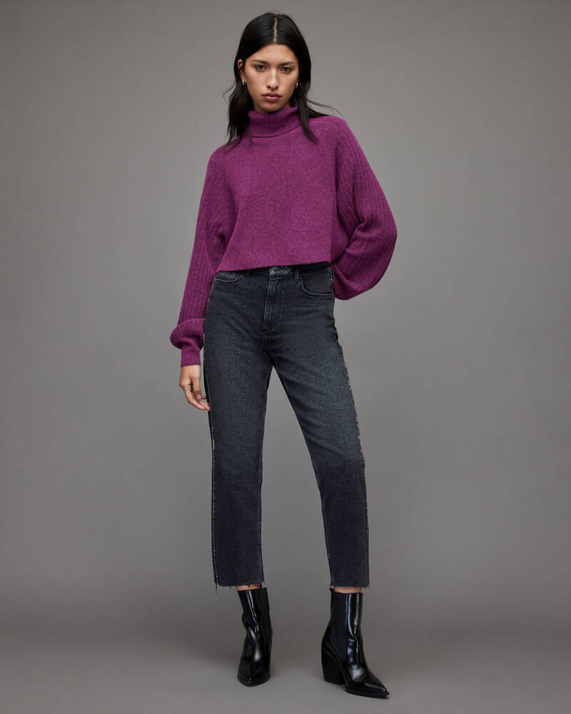 Purple Berry Allsaints Margot Ribbed Jumper | WK094X-8134