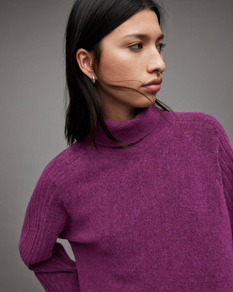 Purple Berry Allsaints Margot Ribbed Jumper | WK094X-8134