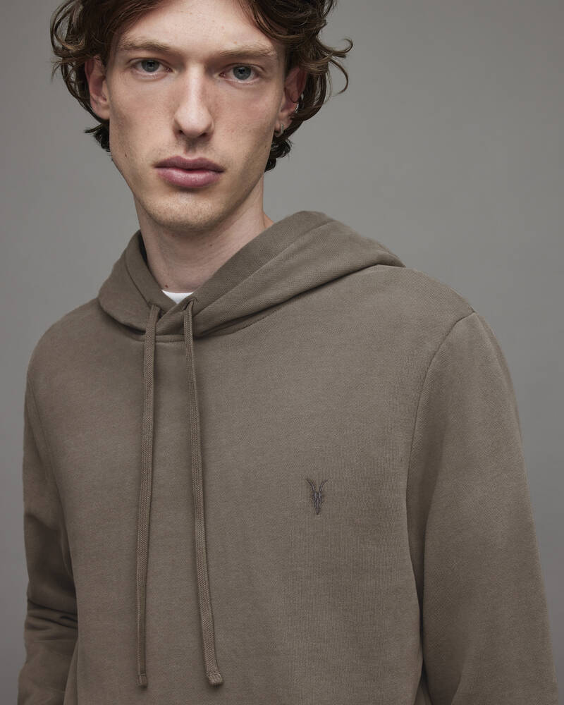 Putty Brown Allsaints Raven Pullover Hoodie | MF032X-4098