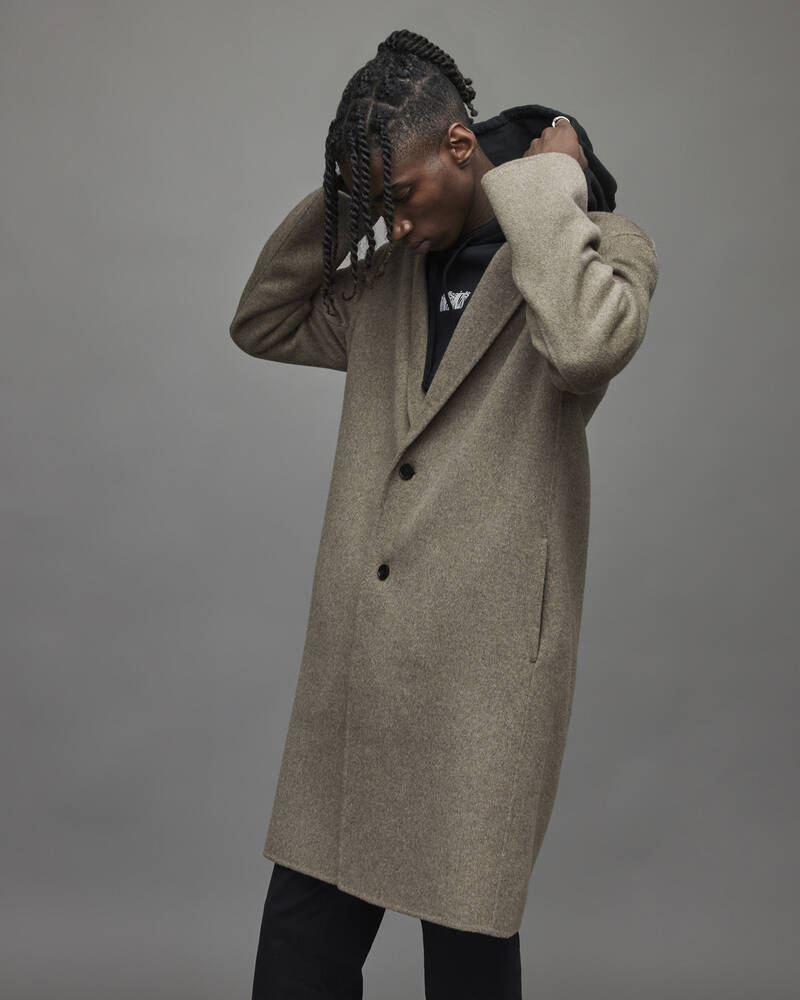 Putty Brown Marl Allsaints Hanson Wool Blend Coat | MC020X-5072