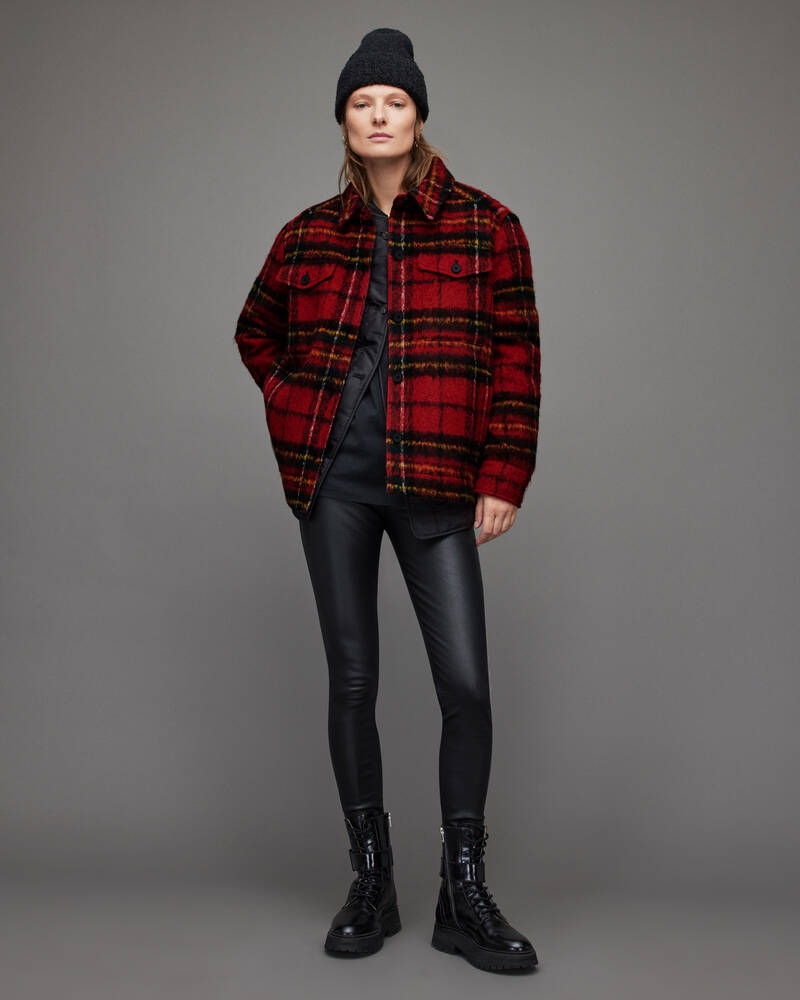 Red Allsaints Rosey Check Jacket | WO055X-4