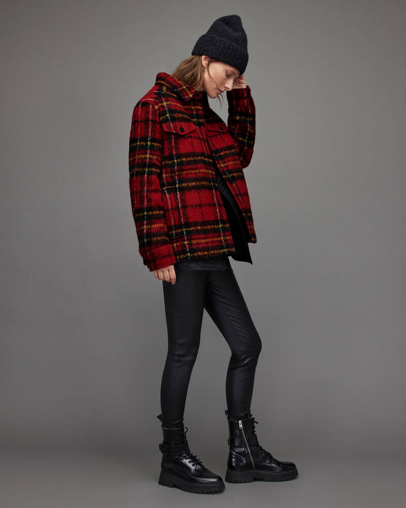 Red Allsaints Rosey Check Jacket | WO055X-4