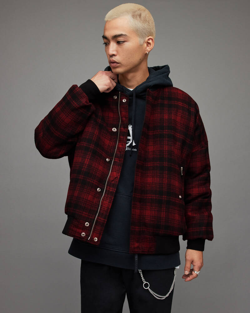 Red/Black Allsaints Stan Bomber Jacket | MJ024X-251