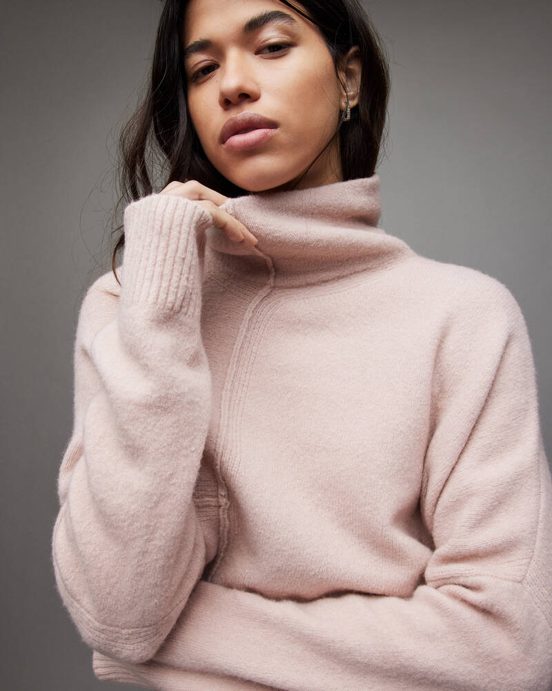 Rose Pink Allsaints Lock Roll Neck Jumper | WK076W-4183