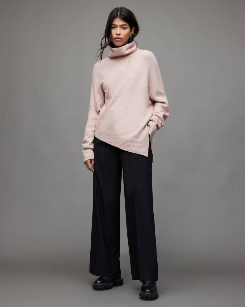 Rose Pink Allsaints Lock Roll Neck Jumper | WK076W-4183