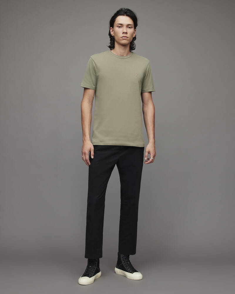 Serpentine Green Allsaints Brace Contrast Brushed Cotton T Shirt | MD053X-7672