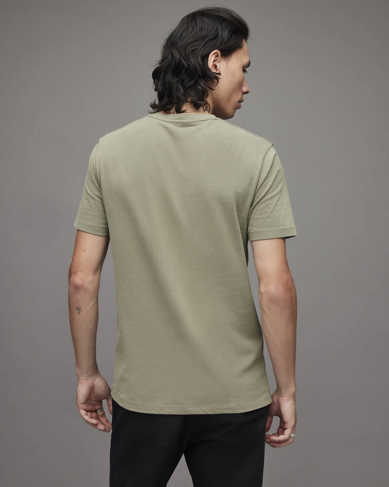 Serpentine Green Allsaints Brace Contrast Brushed Cotton T Shirt | MD053X-7672