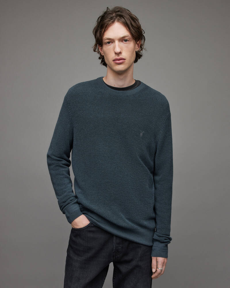 Shadow Blue Allsaints Ivar Merino Crew Jumper | MK081X-4777