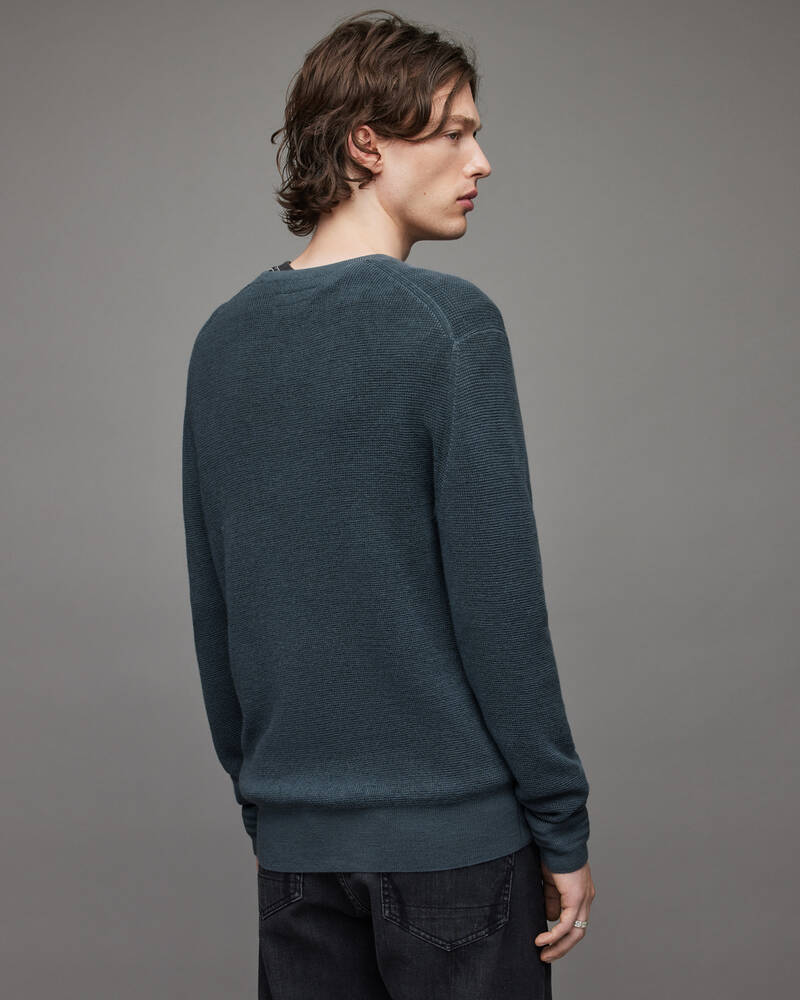 Shadow Blue Allsaints Ivar Merino Crew Jumper | MK081X-4777