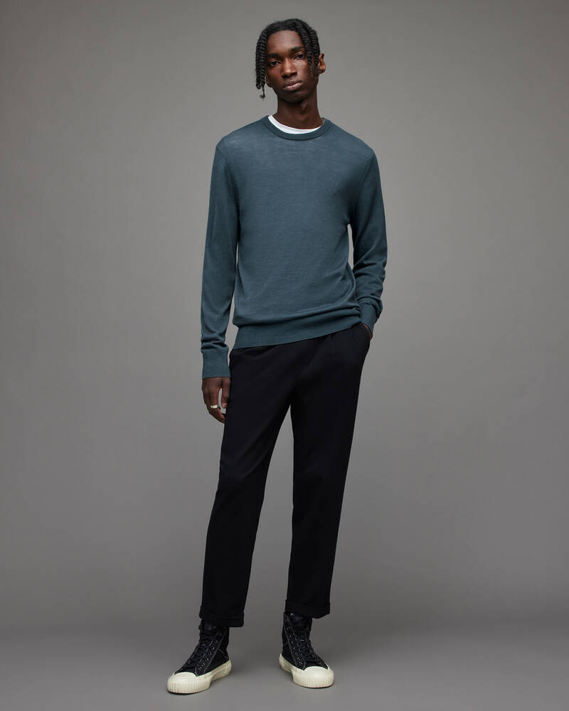 Shadow Blue Allsaints Mode Merino Crew Jumper | MK058X-4777