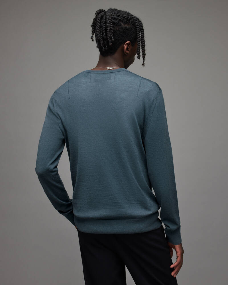 Shadow Blue Allsaints Mode Merino Crew Jumper | MK058X-4777