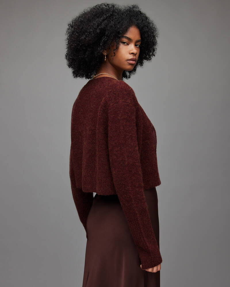 Shiraz Red Allsaints Wick Fluffy Cardigan | WK089X-7894