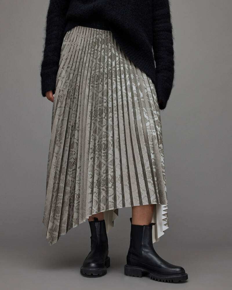 Silver Allsaints Phia Snake Maxi Skirt | WS018V-34