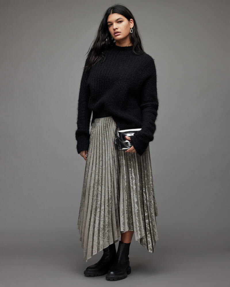 Silver Allsaints Phia Snake Maxi Skirt | WS018V-34