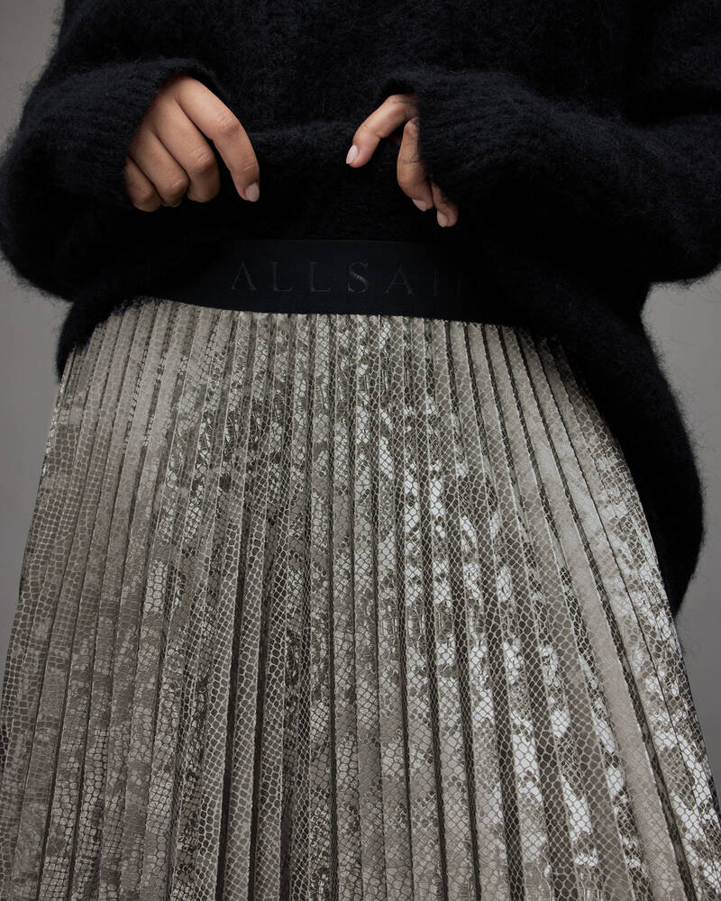 Silver Allsaints Phia Snake Maxi Skirt | WS018V-34