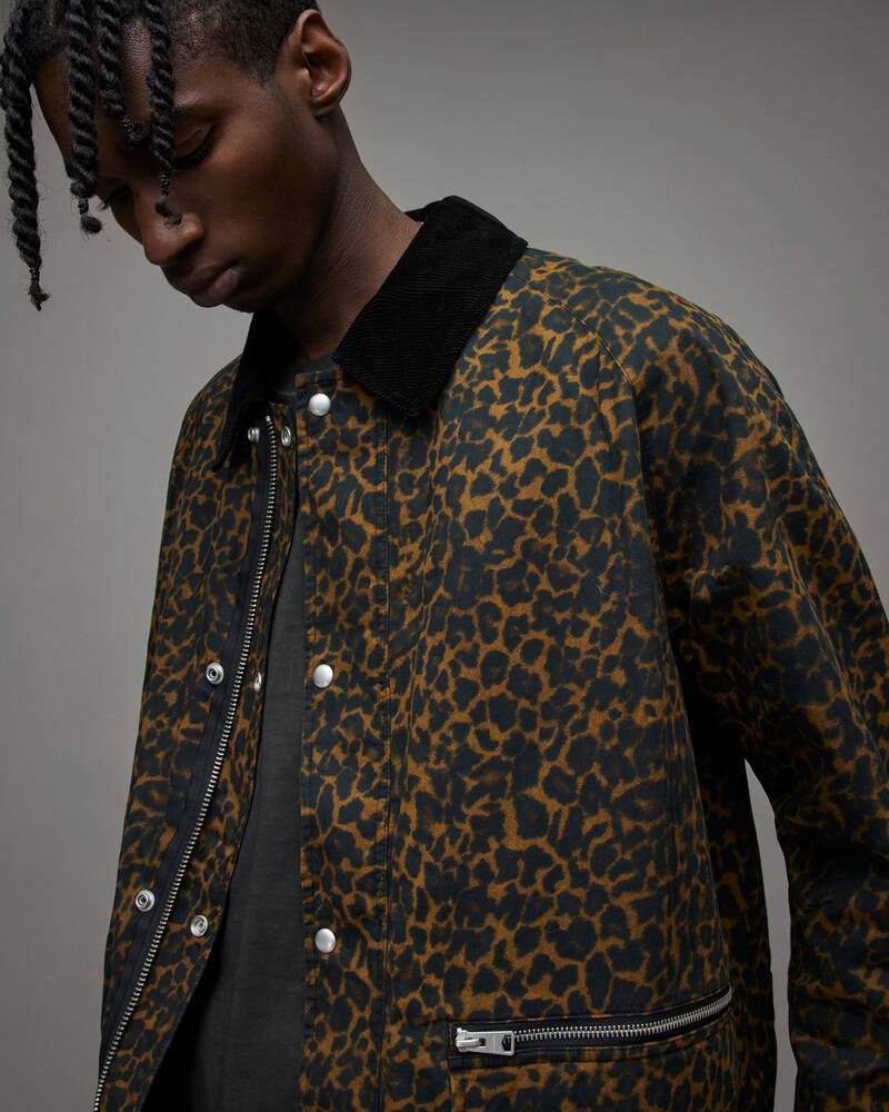 Stalker Leprd/Blk Allsaints Vanian Leopard Print Reversible Jacket | MJ039X-7831