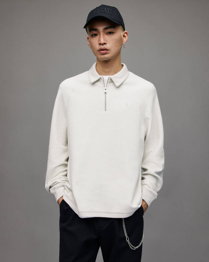 Steamed Grey Allsaints Rafe Half Zip Polo Sweatshirt | MF098X-7673