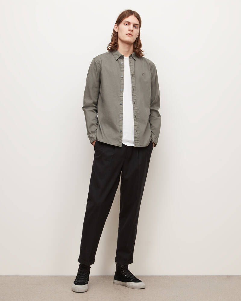 Tarnished Grey Allsaints Hawthorne Ramskull Stretch Fit Shirt | MS109W-7289