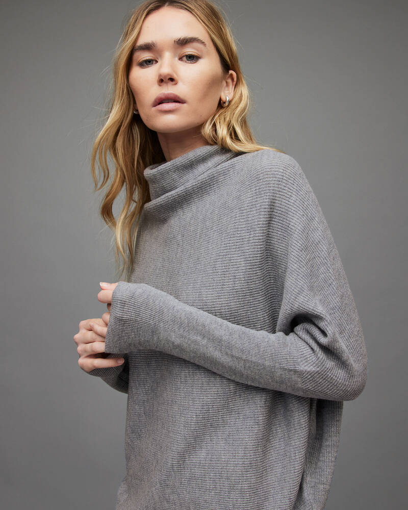 Thunder Grey Allsaints Ridley Wool Cashmere Blend Jumper | WK153M-7082