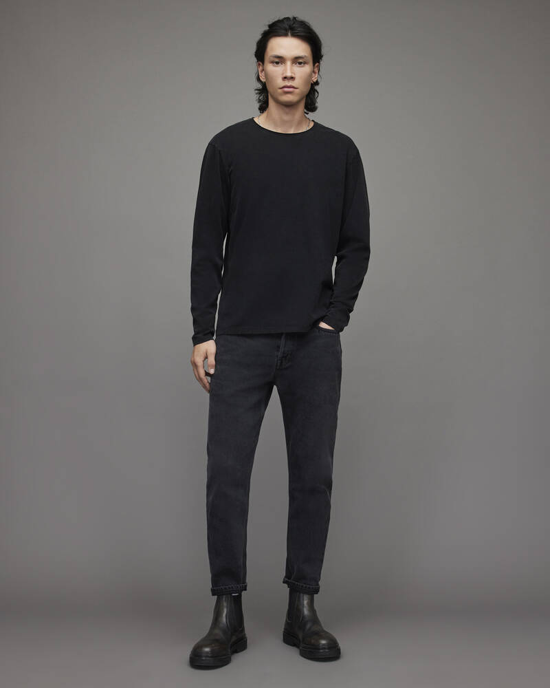 Washed Black Allsaints Bodega Long Sleeve Crew T Shirt | MD231V-162