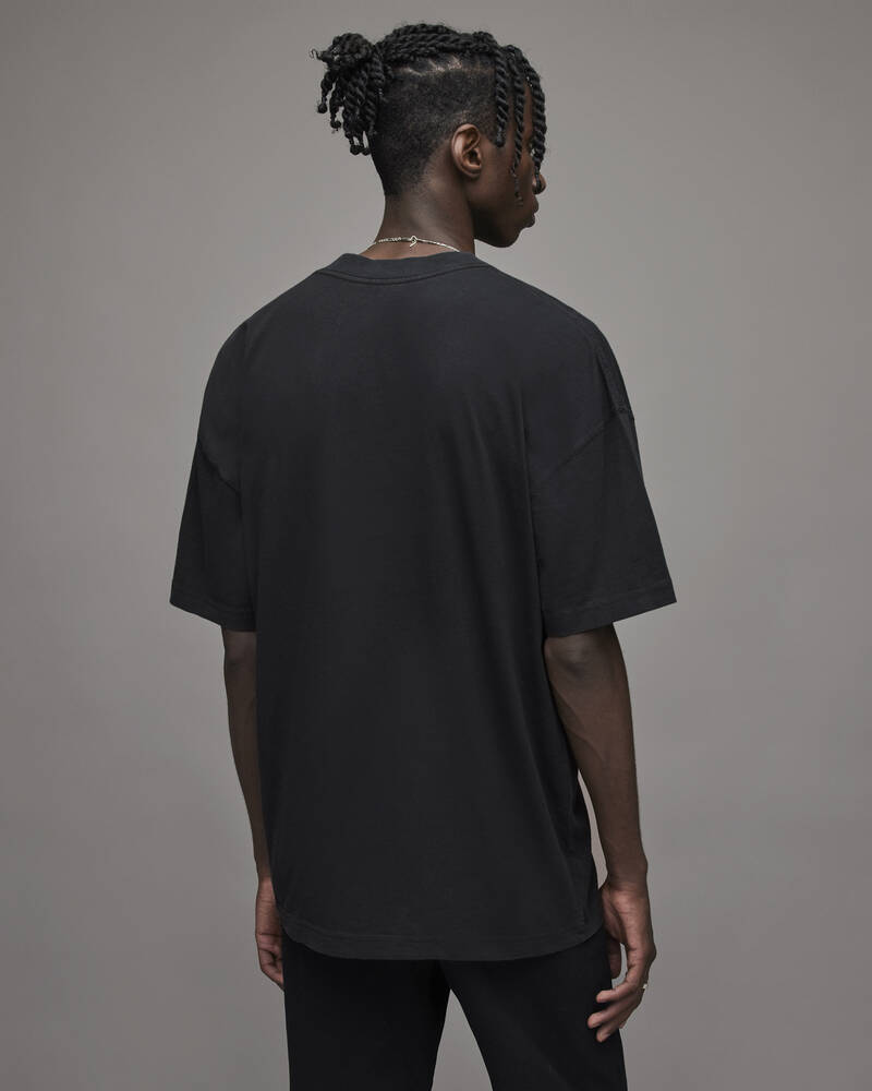 Washed Black Allsaints Bones Crew T Shirt | MG072X-162