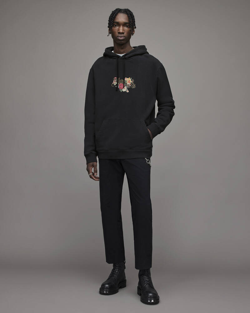 Washed Black Allsaints Bounty Pullover Hoodie | MG006X-162