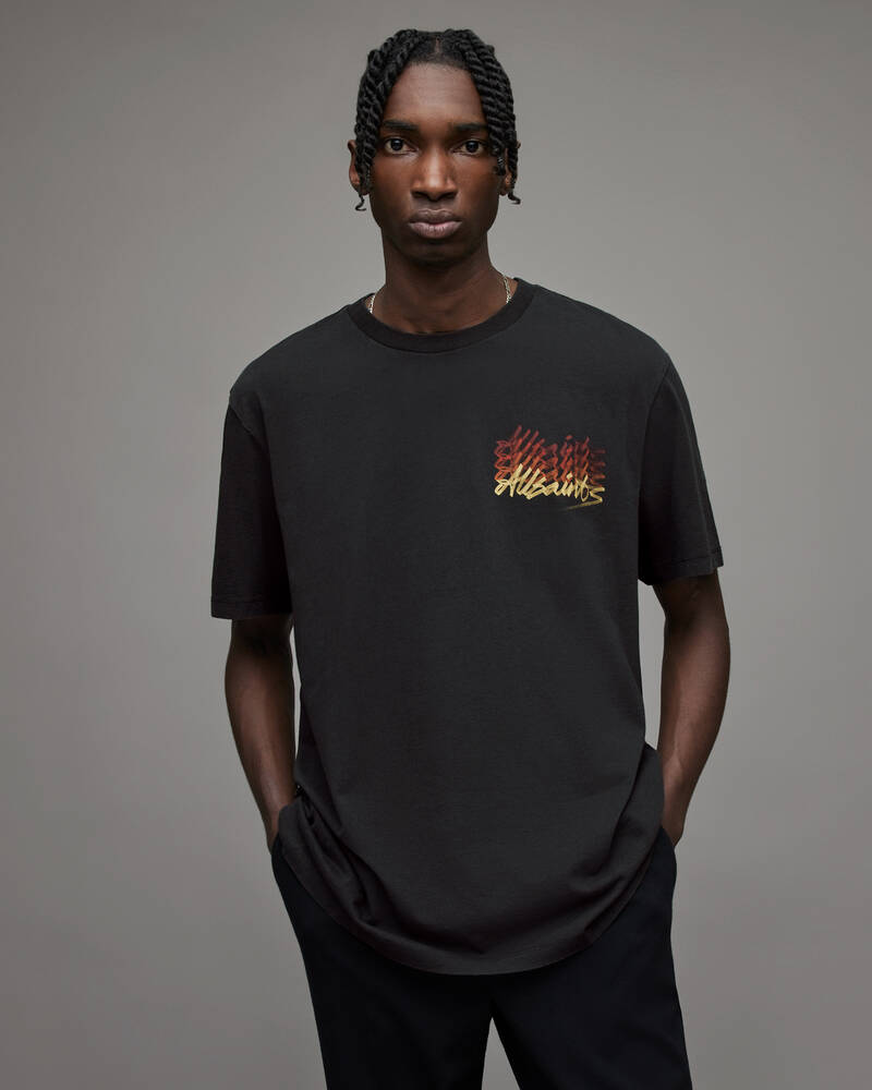 Washed Black Allsaints Cursive Crew T Shirt | MG192X-162