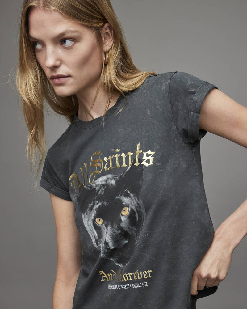 Washed Black Allsaints Geminos Anna T Shirt | WG067X-162