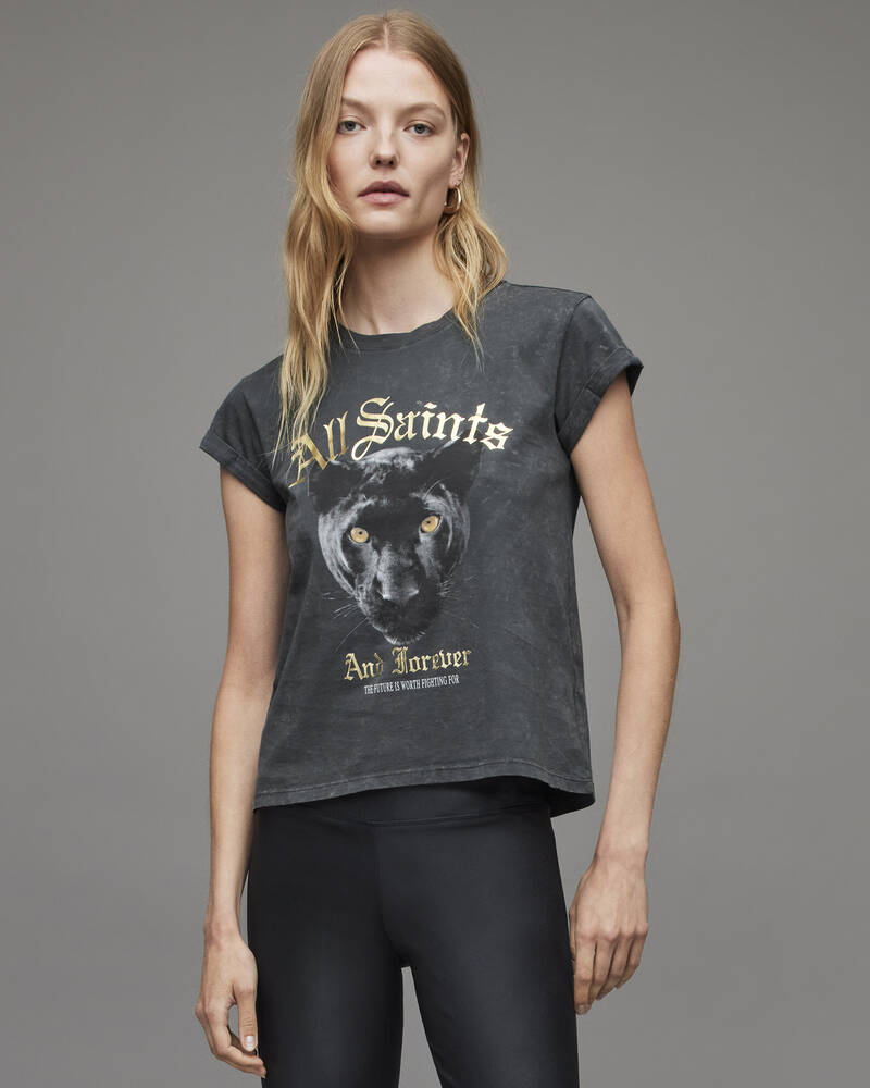 Washed Black Allsaints Geminos Anna T Shirt | WG067X-162