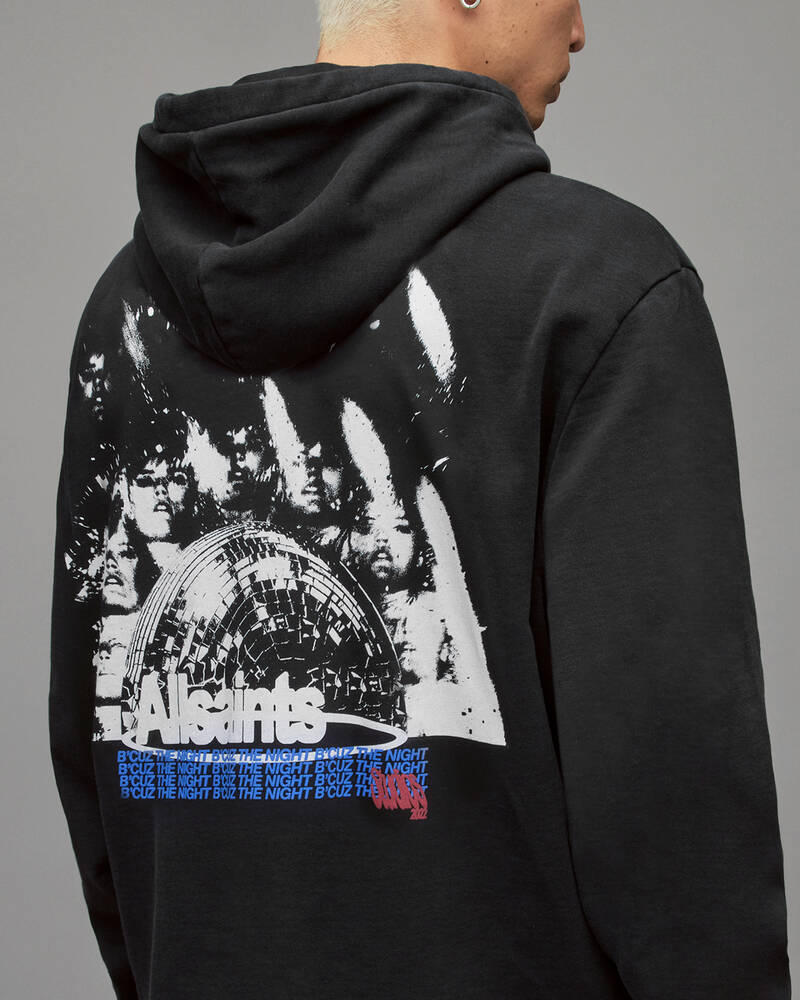 Washed Black Allsaints Get Down Pullover Hoodie | MG249X-162