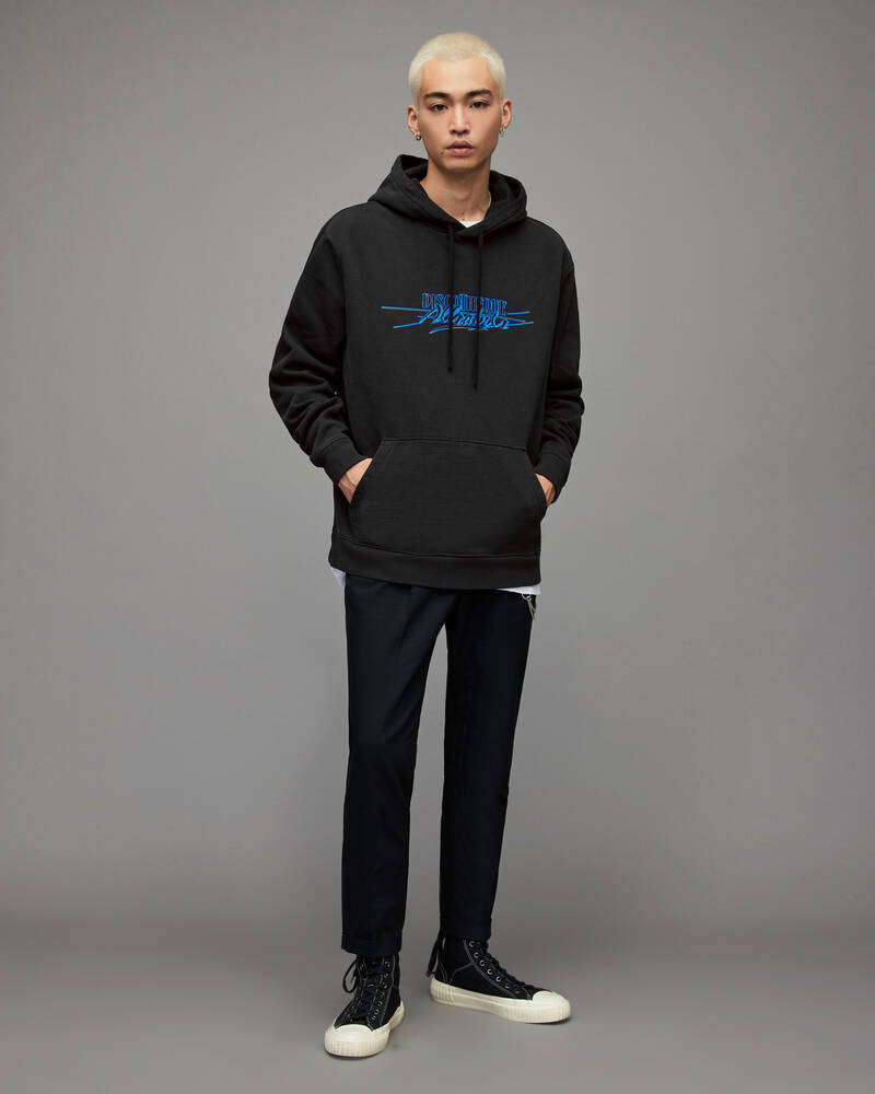 Washed Black Allsaints Get Down Pullover Hoodie | MG249X-162