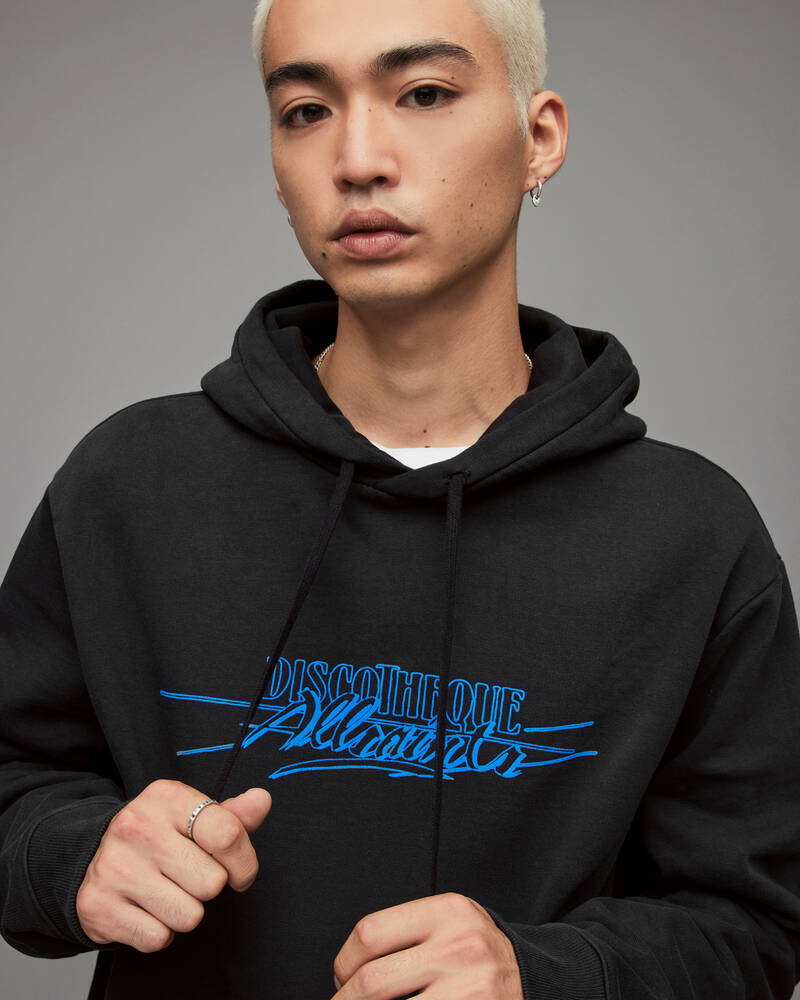 Washed Black Allsaints Get Down Pullover Hoodie | MG249X-162