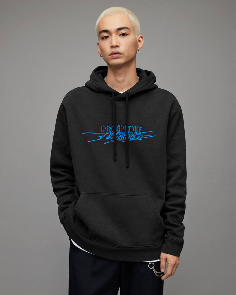 Washed Black Allsaints Get Down Pullover Hoodie | MG249X-162